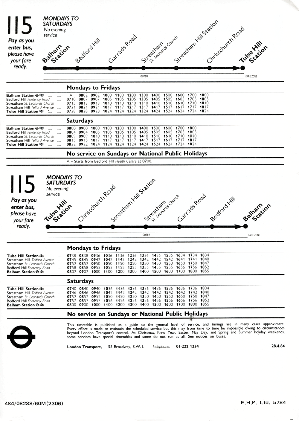 London Bus Route 115
