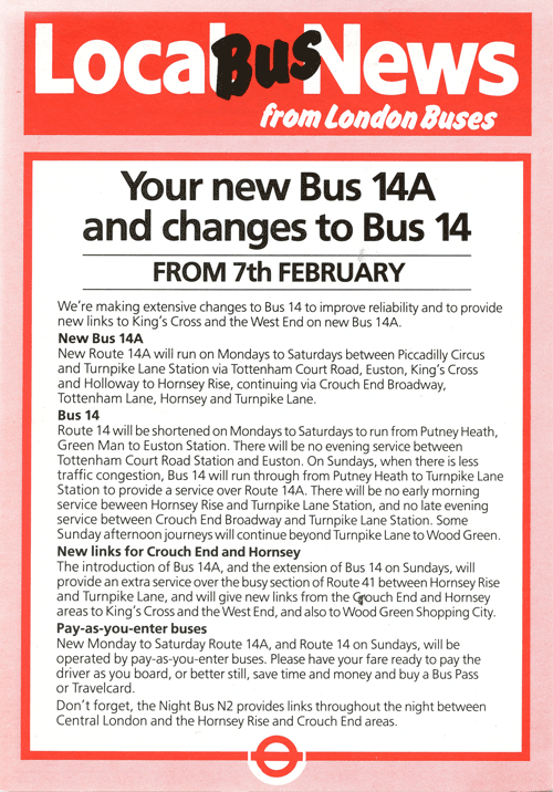 Taken from February 1987 leaflet