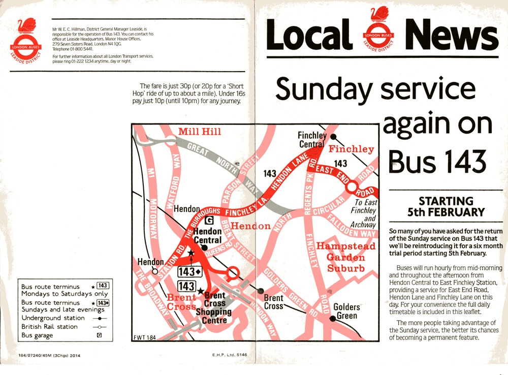 1984 leaflet, click for timetable