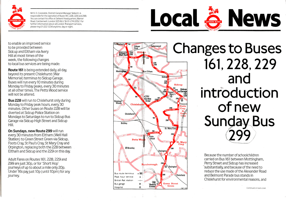 1984 leaflet, click for Route 299 times