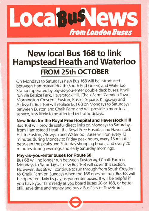 OCTOBER 1986 LEAFLET, click for times