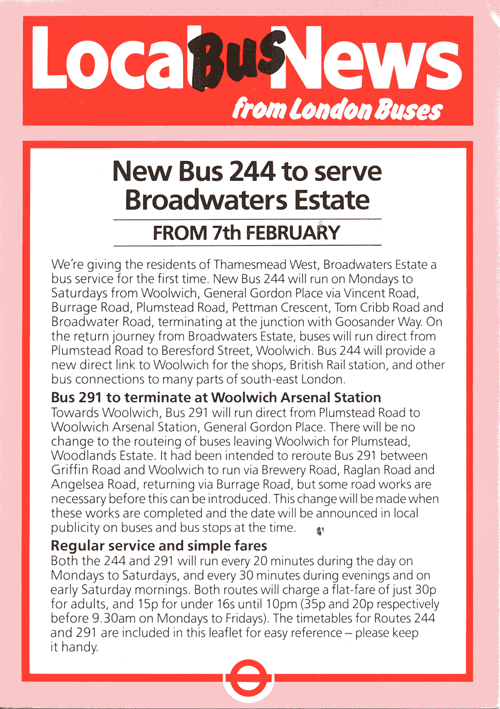 1987 introduction leaflet, click for timetable