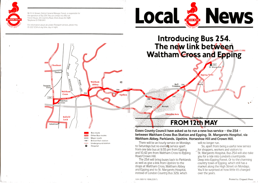 New Route leaflet for 254