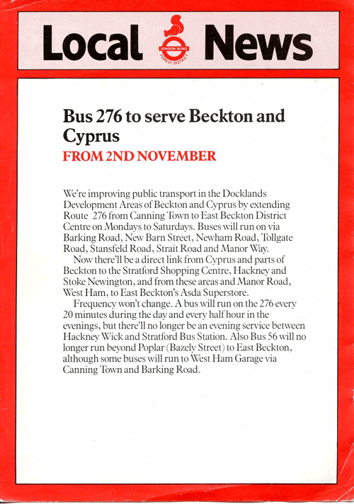 November 1985 route change leaflet