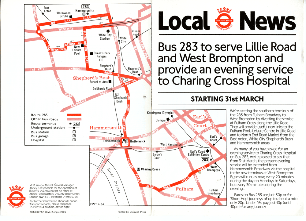 March 31st 1984 leaflet