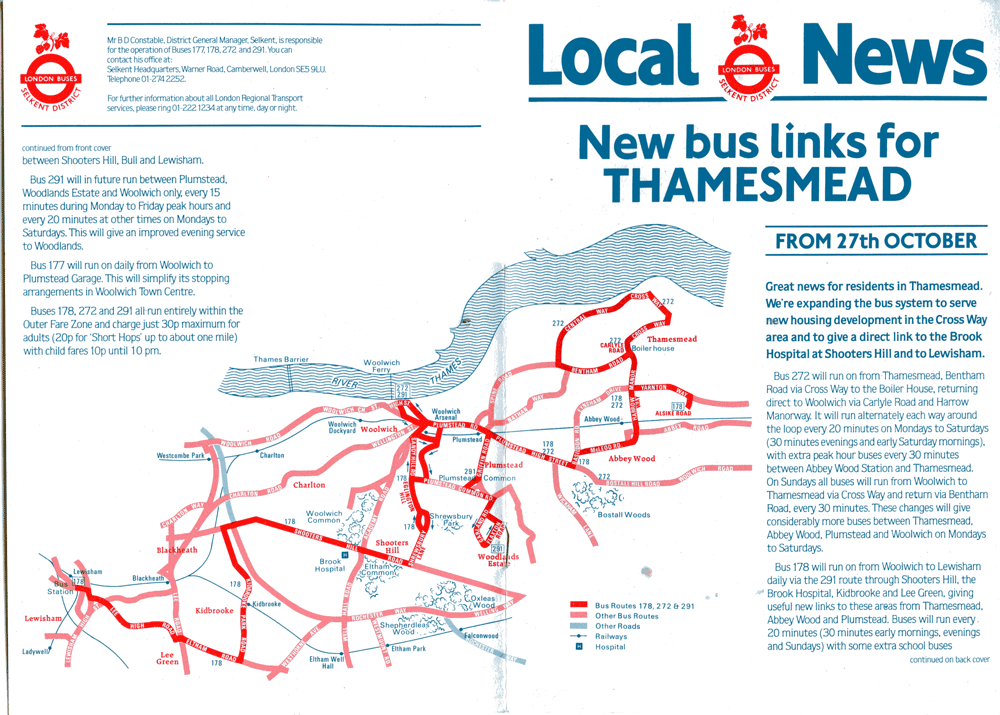 Thamesmead October 1984 leaflet, 