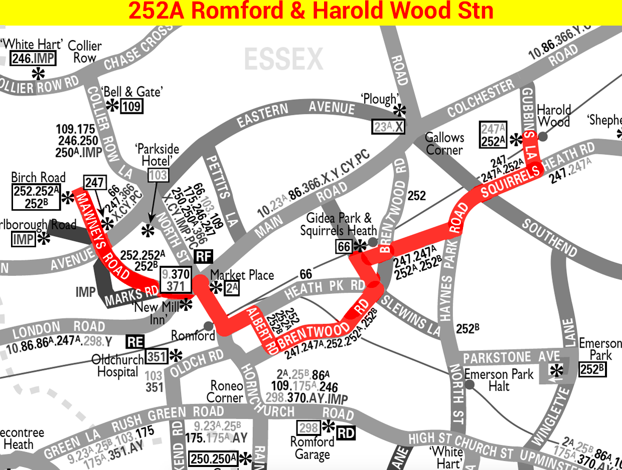 252A Romford & Harold Wood map