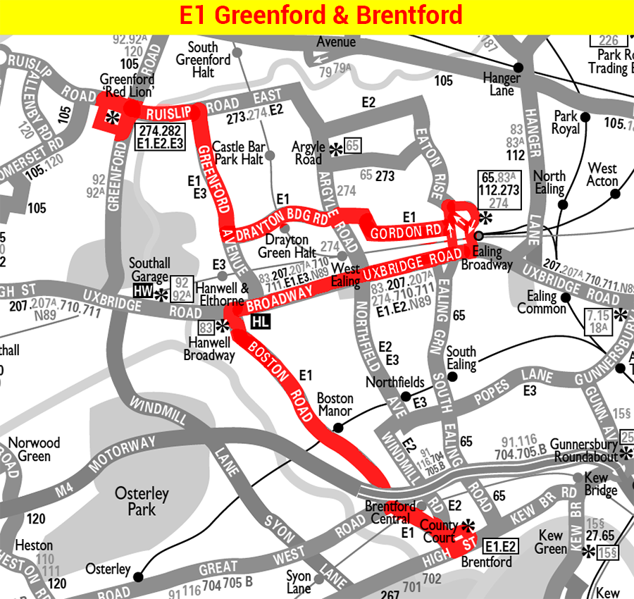 Route E1 map at January 1970