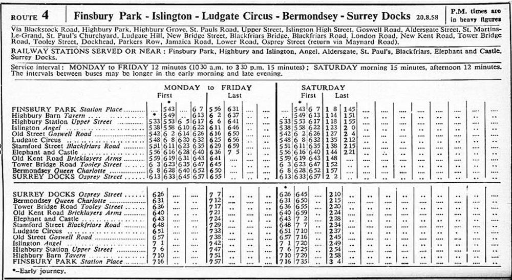 August 1958 first and last times