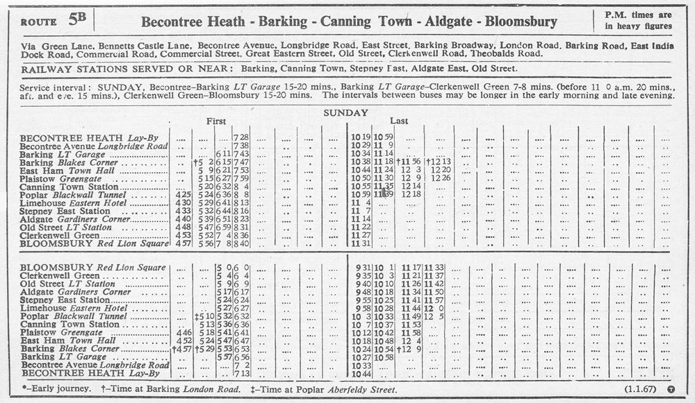 January 1967 first and last times
