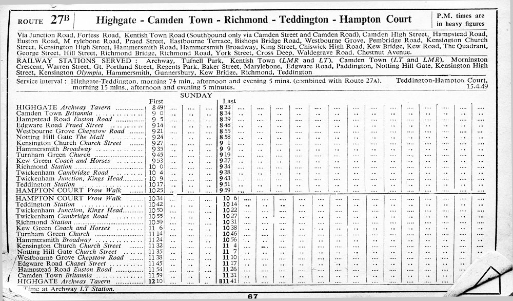1949 timetable