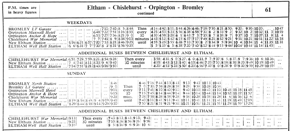 Extract from March 1940 timetable