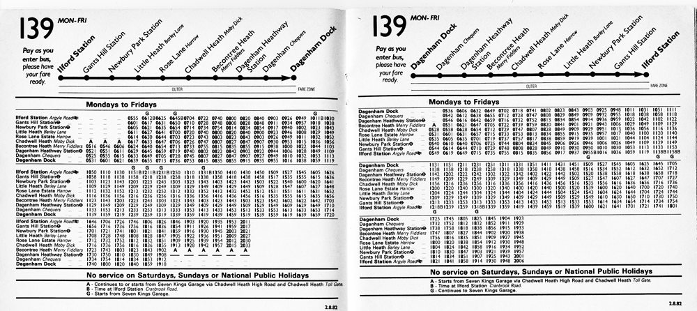 1982 full timetable