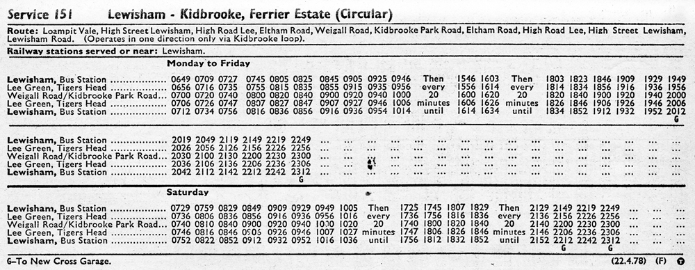 April 1978 timetable