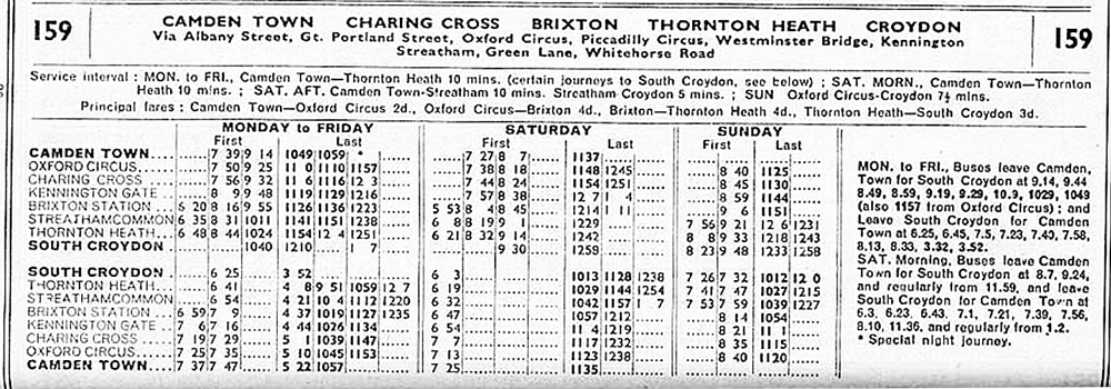 October 1934 first and last times