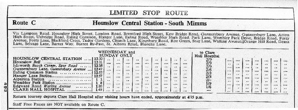 Special service C times